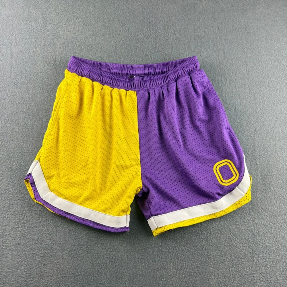 Overtime Shorts Men's S Purple Yellow Two Tone Mesh Basketball Athletic Gym